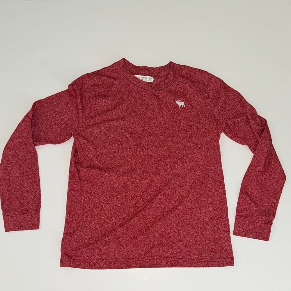 Abercrombie Kids Long Sleeve Shirt Moose Logo Brick Cotton/Poly Blend Size 13/14